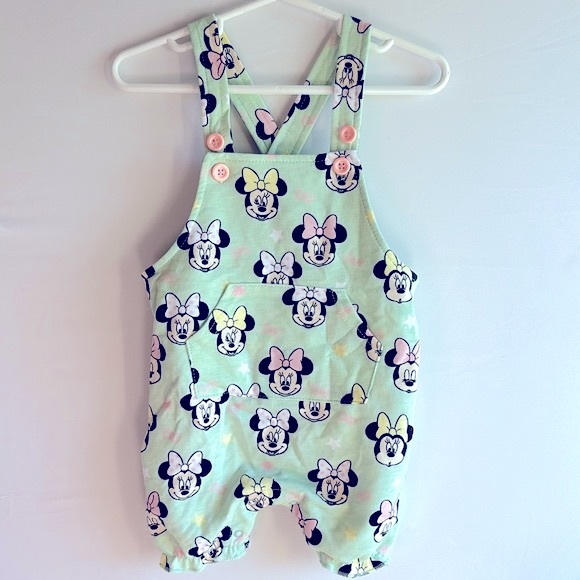 🆕 Disney Minnie Mouse 2-Pc 18M Tee & Snap-Close Adjustable Button Overall Set - Picture 8 of 16